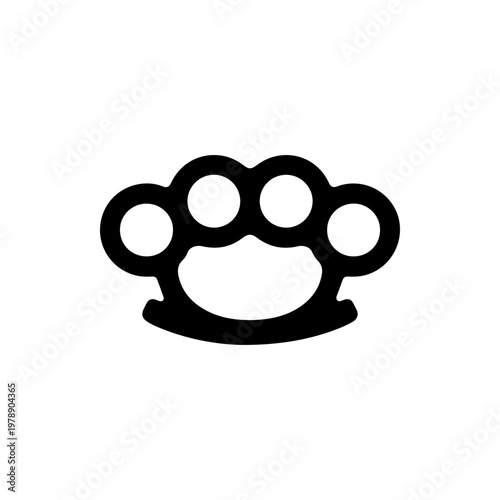 A black and white vector silhouette of brass knuckles. This bold, minimalist design is perfect for gritty, street-style, or combat-themed branding and logos.