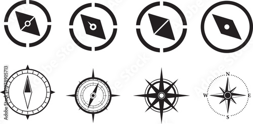 Navigational Compass Icons: A collection of various compass icons, designed to guide and direct. Capturing the essence of exploration, orientation and discovery.png