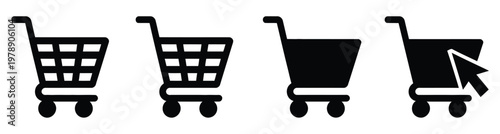 Shopping cart icon, web store shopping cart symbols, online retail buy button graphics, internet shop purchase elements, ecommerce checkout icons, digital marketplace signs,