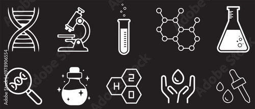 Science Symbols: Capturing the essence of scientific exploration and discovery, this illustration showcases a collection of iconic science symbols. This imagery is ideal for scientific themes.png