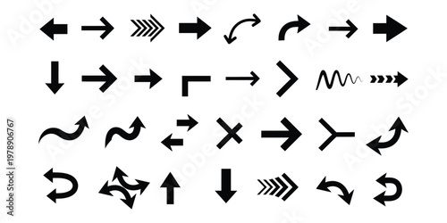 Collection of diverse arrow icons directional indicators 