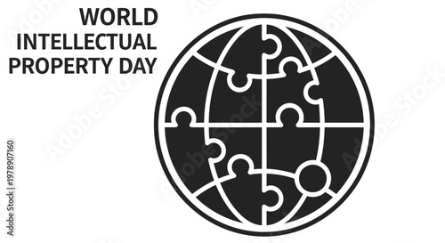 World intellectual property day logo a globe composed of puzzle pieces