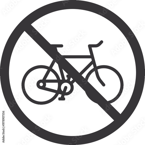 No Cycling Allowed: A circular sign prohibits cycling, clearly illustrating a bicycle with a diagonal line through it, conveying a message of restriction.png