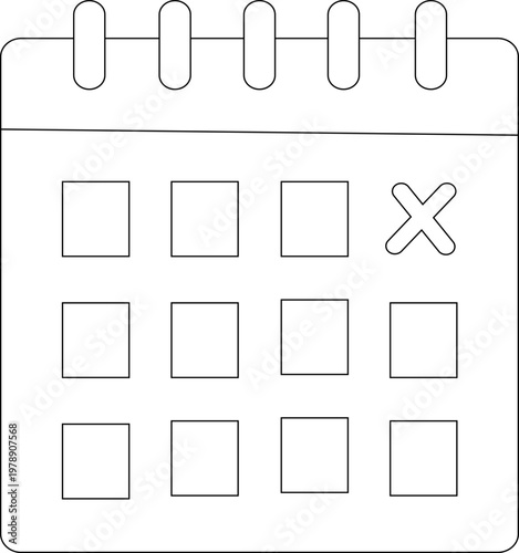 Minimalist calendar line icon with marked date, simple outline planner vector, business schedule and appointment reminder symbol