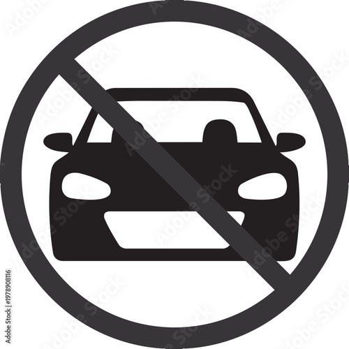 No Car Allowed: A clear and concise traffic sign with a bold prohibition symbol, indicating a restriction on vehicle access.png
