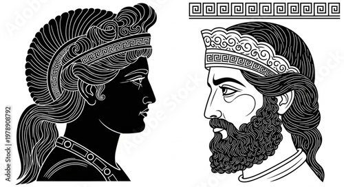 woman and man with a sword