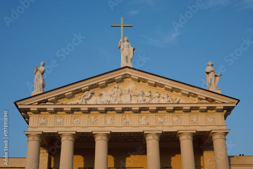 The Three Saints Statues on the Tympanum of Vilnius Cathedral