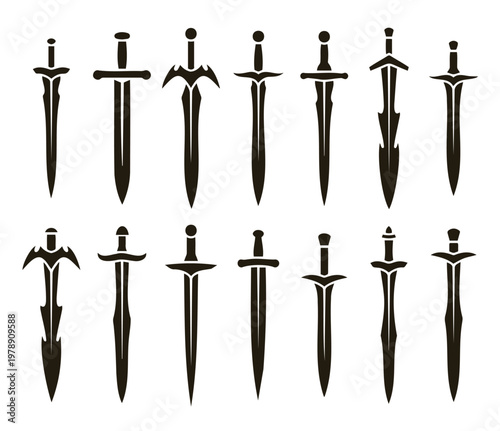 Simple sword silhouettes collection flat design