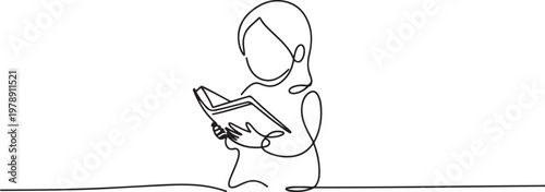 One continuous line drawing of little girl carrying a Qur'an standing up to recite the Quran. one line art icon drawing vector