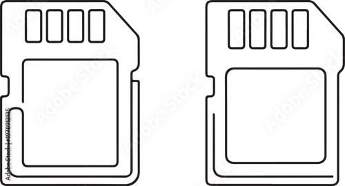 Continuous Memory SD card front and back Side Isolated. one line art icon drawing vector