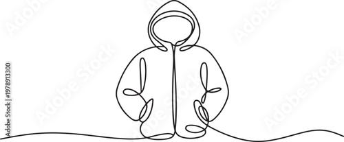 Continuous line drawing of polar jacket coat hoodie jumper warm sweatcoat. one line icon drawing vector