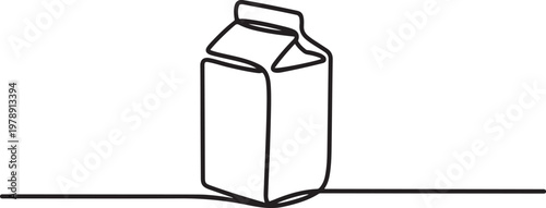 Continuous single line sketch drawing of paper box carton of fresh milk juice product package. one line icon drawing vector