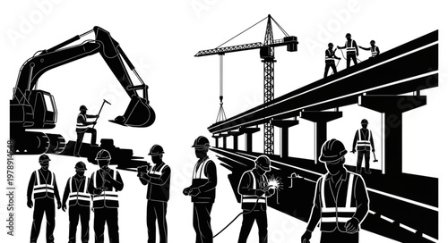 silhouette of a construction worker