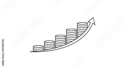 Increasing financial growth with stacked coins.
