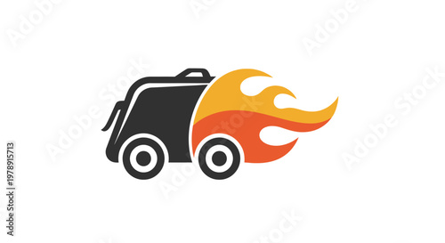 a black garbage truck on fire.