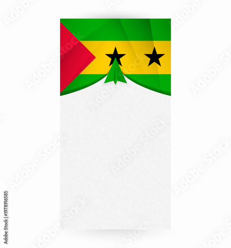 Travel to Sao Tome and Principe, Stylish Travel Banner with Flag and Paper Airplane.