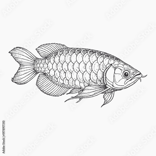 Arowana Fish Line and Dot Art