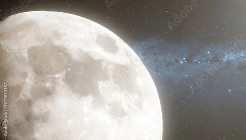 Close-up of the Moon with Milky Way in the Background.