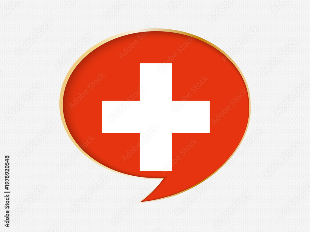 Obraz premium Switzerland in a Speech Bubble Design on Golden Frame.
