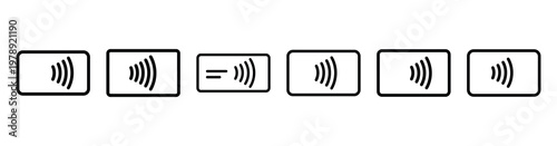 contactless payment icon set outline style. Business line art icon collection.