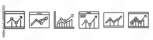 data visualization icon set outline style. Business line art icon collection.