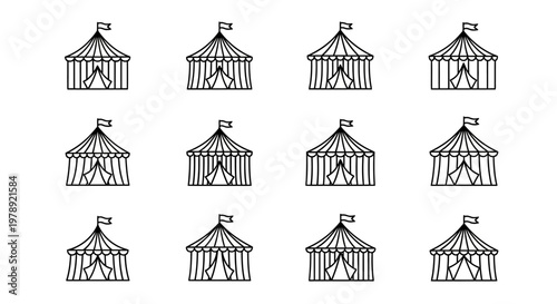 Birdcage icons, bird cage illustrations, black and white, line art, 10 cages