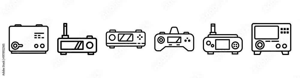 Fototapeta premium gaming console icon set outline style. Business line art icon collection.