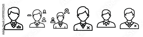 influencer platform icon set outline style. Business line art icon collection.