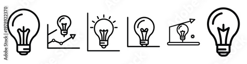 idea incubation icon set outline style. Business line art icon collection.