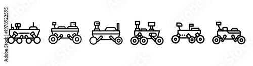 mars rover icon set outline style. Business line art icon collection.