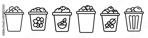 waste reduction icon set outline style. Business line art icon collection.