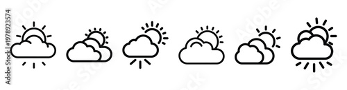 weather forecast icon set outline style. Business line art icon collection.