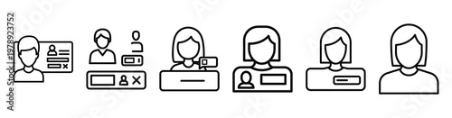 character customization icon set outline style. Business line art icon collection.
