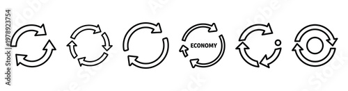 circular economy icon set outline style. Business line art icon collection.