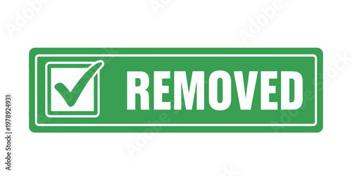 Green check mark removed stamp confirmation and censorship symbol