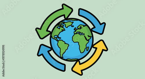 Earth Globe with Recycling Arrows.