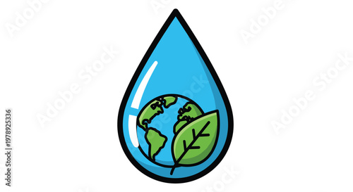 Earth Globe in a Water Drop.