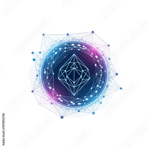 Cryptocurrency blockchain network illustration.