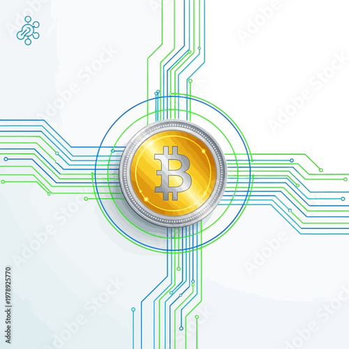 Digital bitcoin currency circuit board technology.