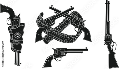 Revolver firearm pistol vector