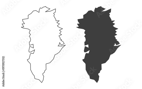 Greenland map icon set. Greenland map grey line and silhouette icon with simple and modern design for graphic element