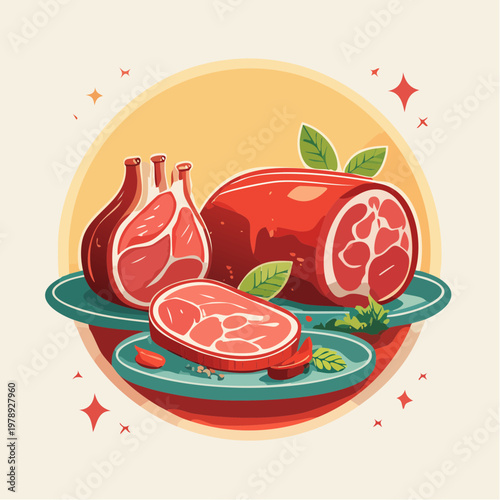 Retro Fleisch Poster Stil