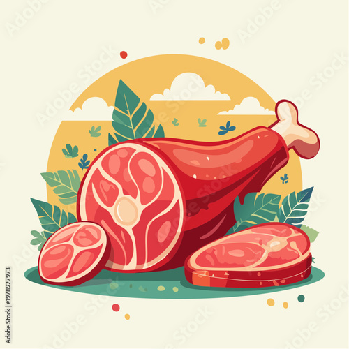 Retro Fleisch Poster Stil