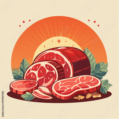 Retro Fleisch Poster Stil