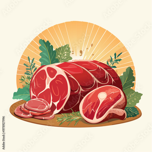 Retro Fleisch Poster Stil