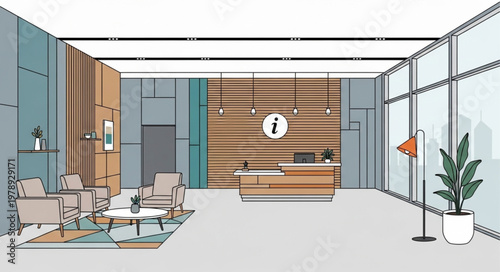 modern office interior with furniture