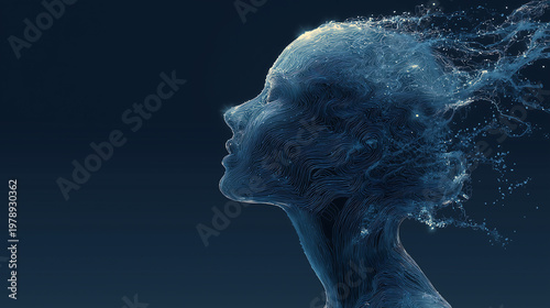 Futuristic Female Face AI Concept