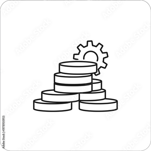 Stack of coins with gear on top.