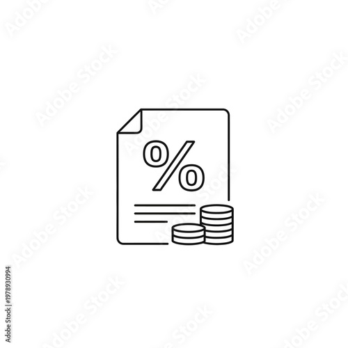 Financial document with percentage and coins.