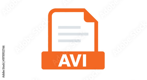 An orange icon depicting a document with lines of text over a solid base labeled avi